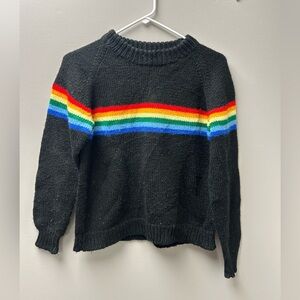Handmade Black & Striped Knit Sweater
